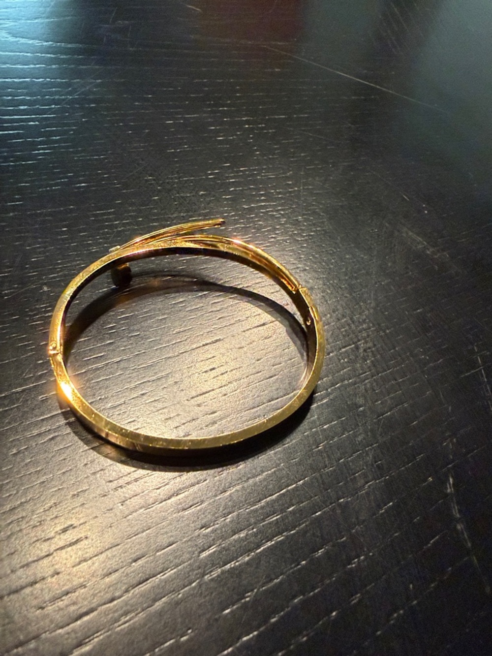 Gold Tone Women’s Hinged Bangle Bracelet opens to fit